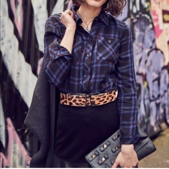 CAbi | Tops | Cabi Moody Plaid Ruffle Button Down | Poshmark